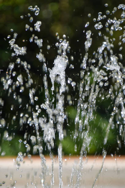 Water captured as it rises from a fountain