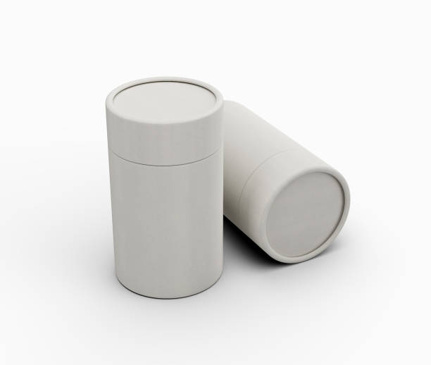 istock Two Sleek White Paper Jars Cylindrical Container Boxes For Product Packaging Concept 3d Illustration 2192468282