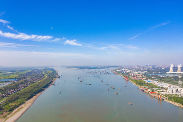 istock The Tongling Yangtze River Bridge in China has many cargo ships here 2192471008