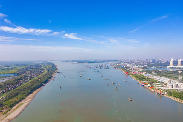 istock The Tongling Yangtze River Bridge in China has many cargo ships here 2192471013