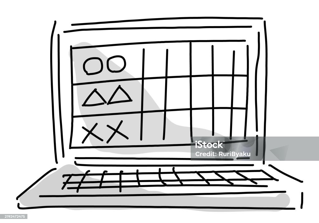 Spreadsheet Table Drawing Graphs Tables And Pc Hand Drawing Stock Illustration - Download Image ...