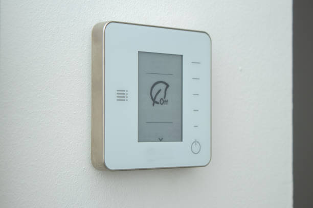 istock A modern electric thermostat control system on white wall . Air conditioning at home concept 2192476567