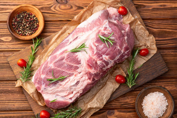 istock Neck of raw pork meat . Top view 2192478782