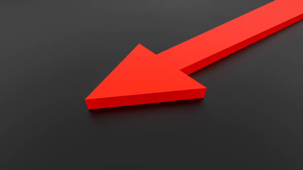 istock Red arrow on black background isometric view. 2192480804