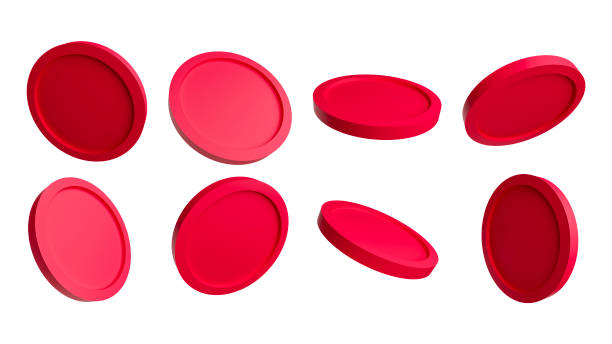 istock 3D resource of red coins in different positions. 2192480829