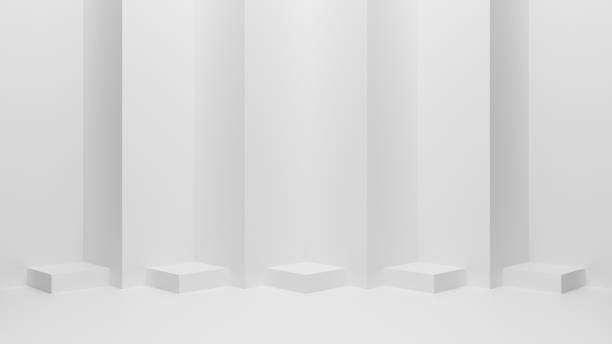 istock Render 3d construction white building shelves exhibition museum with copyspace. 2192480853