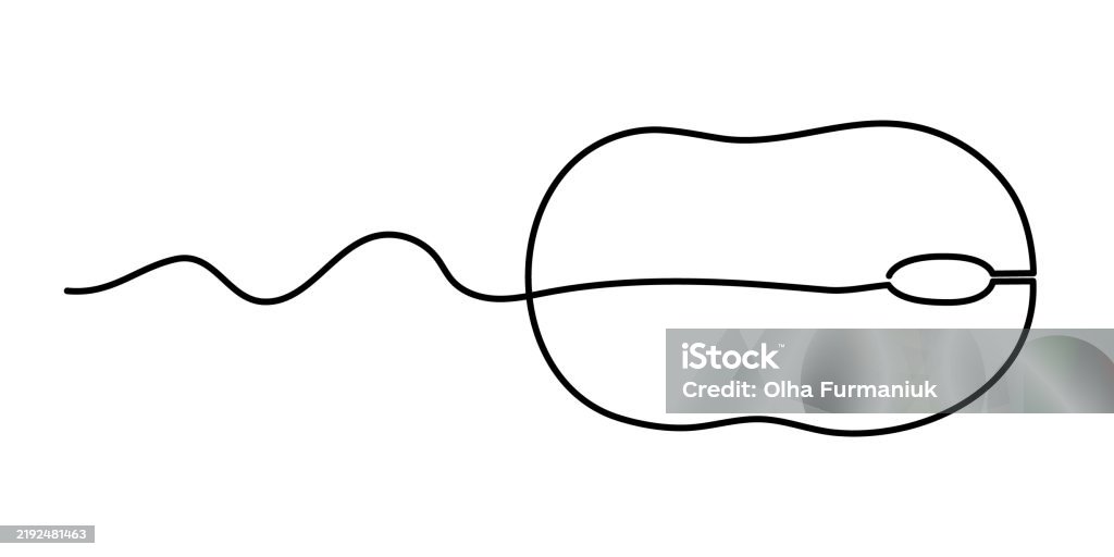 Object Line Drawing Computer Mouse Computer Optical Mouse Tool One Line Art Hand Drawn Input Office Device ...