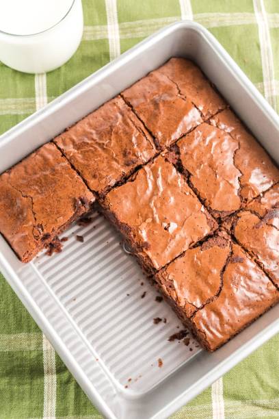 istock Freshly baked brownies with milk 2192484558