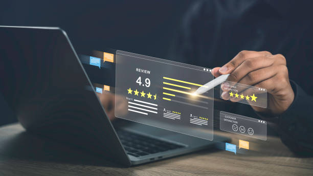 istock Customer Satisfaction feedback 5-Star Service and Quality Reviews. Surveys client happiness, and top-rated service concepts to ensure excellent customer experiences. 2192489874