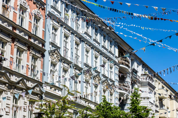 Berlin's old town decorated with flags