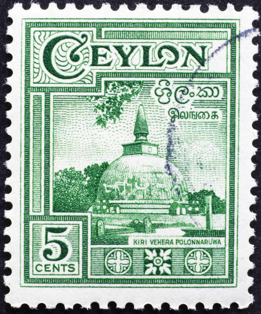 istock Pagoda on vintage postage stamp of Ceylon 2192494420