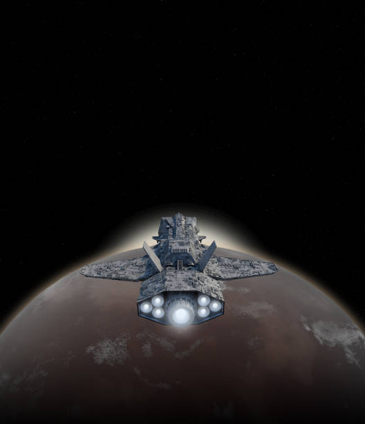 istock Spaceship and Star Rise over a Desert Planet 2192495128