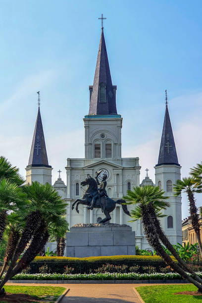 The famous St Louise Cathedral on Jackson Square in the French Quarter of New Orleans, USA.