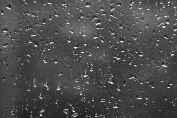 Abstract background in gray colours. Macro photo of raindrops on glass. sstkBackgrounds