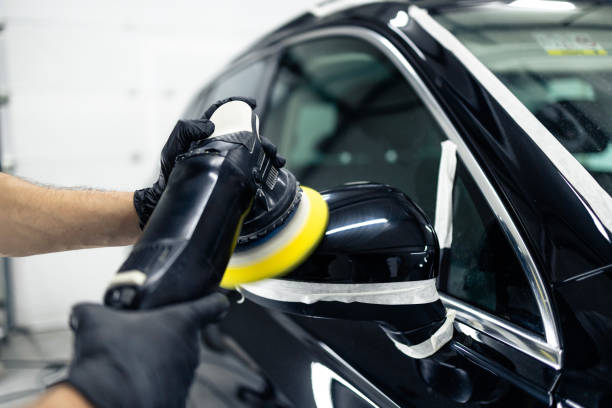 istock Close up view of car polishing process. 2192500283