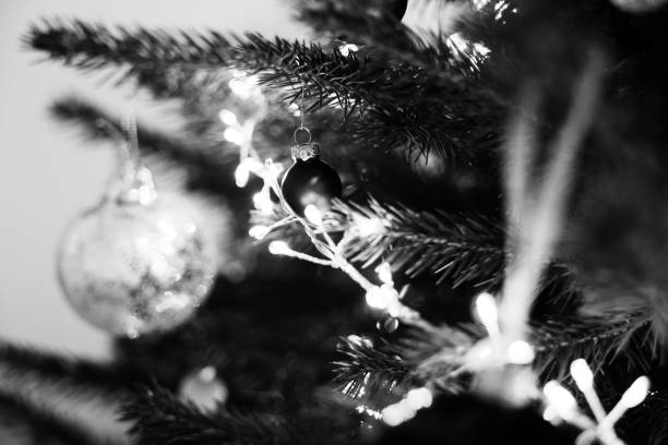 istock Black and white Christmas Tree Decoration Indoors 2192503973