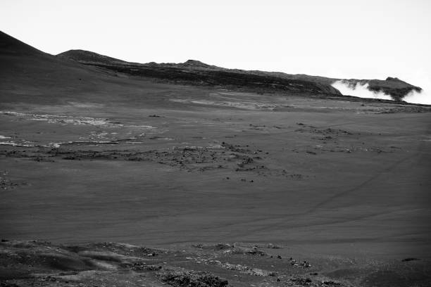 Black and white Volcanic Terrain Reunion Island