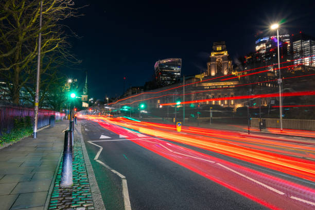 istock A slow shutter speed of London traffic at night 2192505935