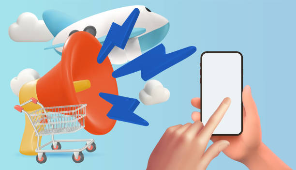 istock Online shopping on social media app. 3d Smartphone,airplane 2192505972