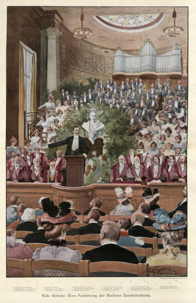 Fritz Gehrke, Artist giving a lecture at the Berlin Art Academy, Vintage illustration 19th Century