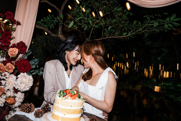 Elegant Wedding Cake and Floral Setting Celebrating Brides and Love