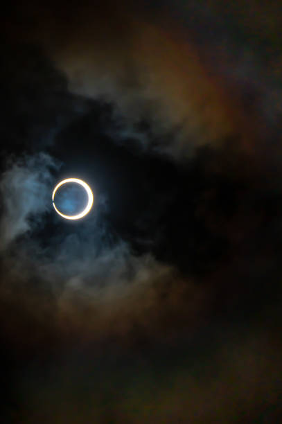 Partial solar eclipse with the moon passing in front of the sun on March 29, 2025 seen from Zwolle in Overijssel, The Netherlands.
