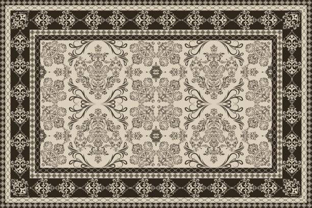 Vintage Arabic pattern. Persian colored carpet. Rich ornament for fabric design, handmade, interior decoration, textiles.