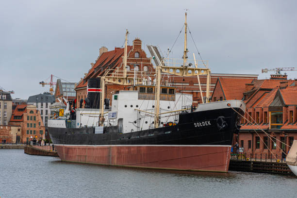 Gdańsk, Poland - 30 December, 2024: MS Soldek the first ship built in Poland after World War II