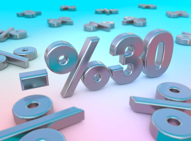 Metallic 30% Discount Text On Blue And Pink Background