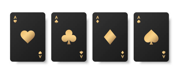 istock Set of four black golden ace card suits 2192537702
