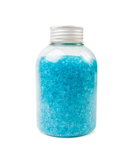 istock Blue Salt Crystals in Bottle Isolated, Bath Salt for Spa Relax, Cupric Sulfate or Copper Sulfate, Pool Algicide 2192543309