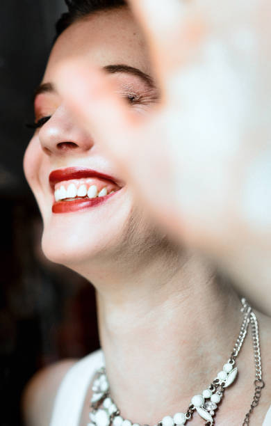 3D render of singing female mouth with bright red lips