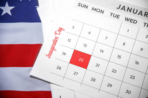 istock President Inauguration Day concept background with highlighted January 20th date and flag in the backdrop 2192551355