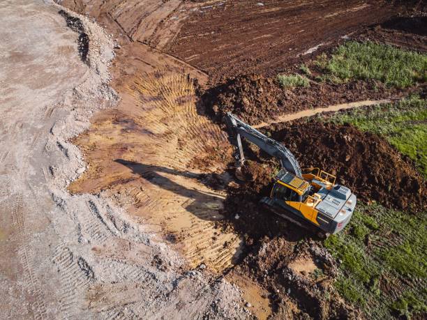 istock Aerial View of Excavation at Construction Site 2192553253