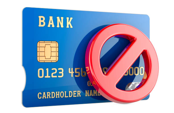 istock Credit bank card with prohibition sign, 3D rendering 2192557201
