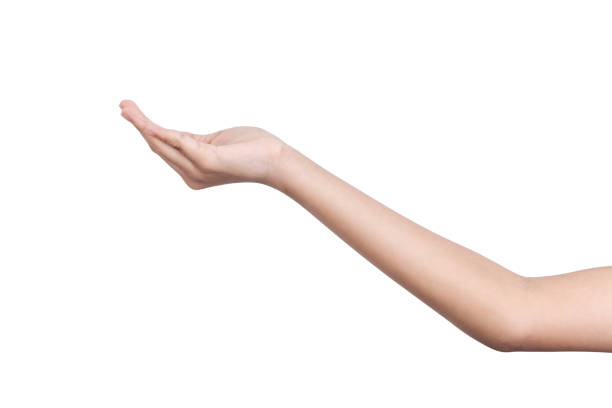 istock empty female woman hand holding isolated on white background with clipping path. 2192562626
