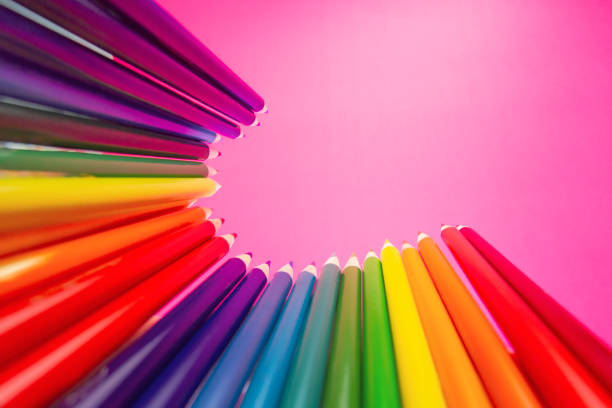 Group of coloured pencilsshool