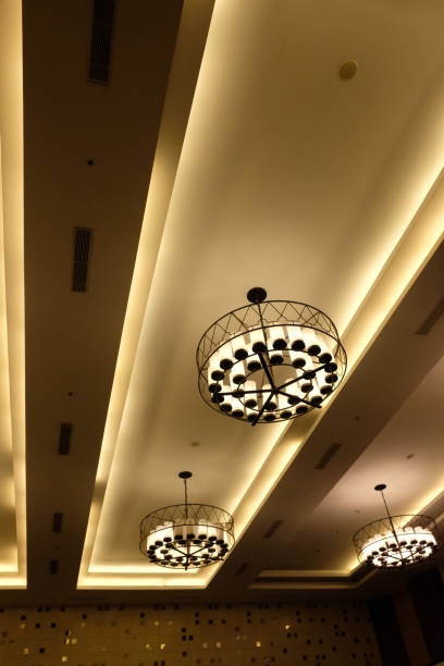 istock artistic chandeliers on the hotel ceiling 2192574832