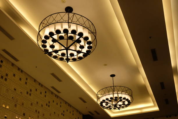 istock artistic chandeliers on the hotel ceiling 2192574841