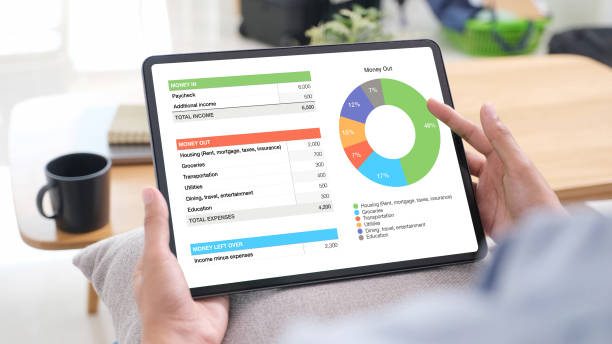 istock Hand using digital tablet with personal financial account on screen, people technology and lifestyle, telefinance 2192574943