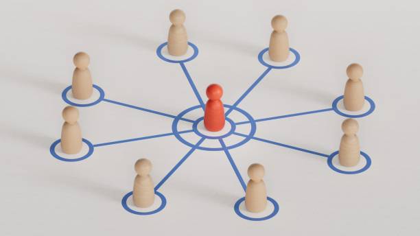 istock 3d people - man, person arranged in a network. Teamwork and leadership.3D rendering on white background. 2192581709