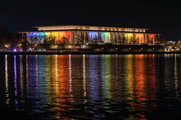 The Kennedy Center is lit up in rainbow colors on the night of the 2024 Kennedy Center Honors