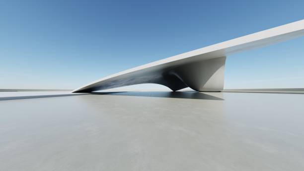 istock 3d render of abstract modern architecture with empty cement floor, minimal exterior, car presentation background 2192595039