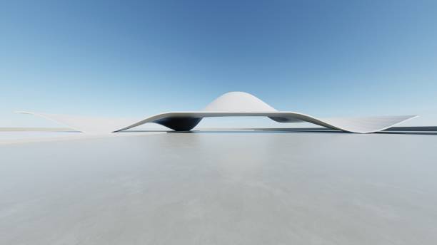 istock 3d render of abstract modern architecture with empty cement floor, minimal exterior, car presentation background 2192595040