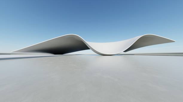 istock 3d render of abstract modern architecture with empty cement floor, minimal exterior, car presentation background 2192595042