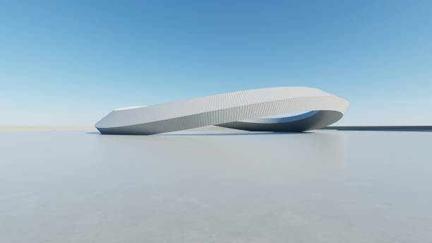 istock 3d render of abstract modern architecture with empty cement floor, minimal exterior, car presentation background 2192595046
