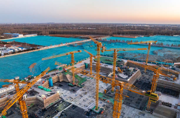 istock Drone perspective overlooking real estate construction sites 2192597330