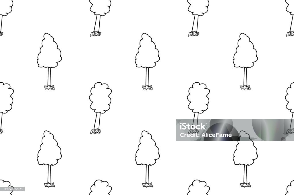 Tree Pattern To Color Seamless Tree Pattern Coloring Page For Kids Stock Illustration ...