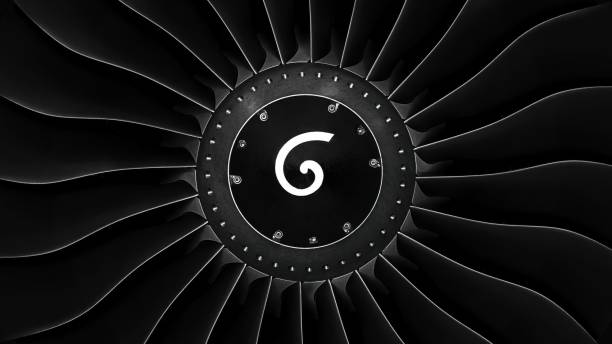 istock Jet engine front view isolated on black background. Close up of airplane engine during maintenance.engineering marvel 2192612927