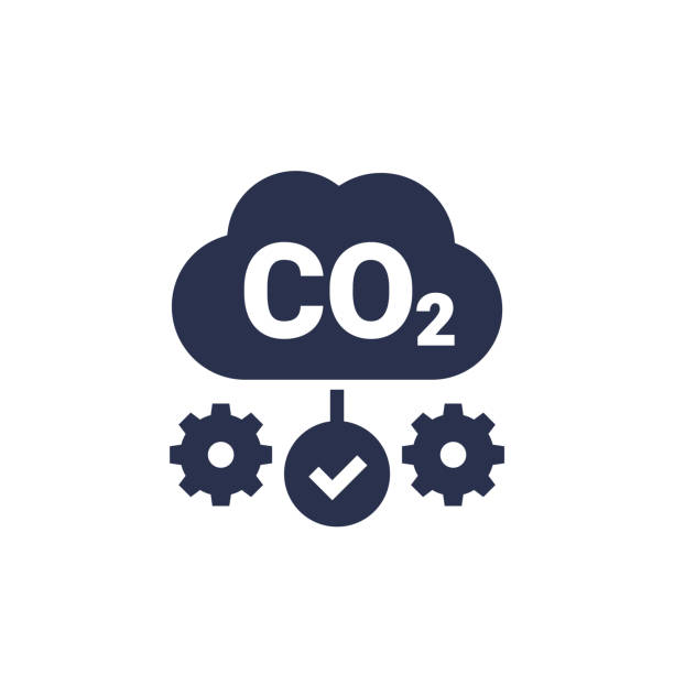 bildbanksillustrationer, clip art samt tecknat material och ikoner med carbon management icon, reducing co2 emissions vector - kolatom